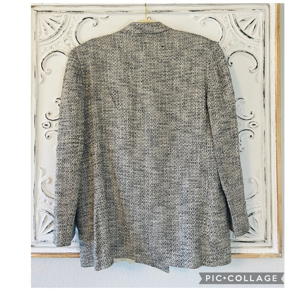 BACK BAY TWEED DOUBLE BREASTED BLAZER MADE IN USA FREE PEARL SAFETY PIN BROOCH - Picture 4 of 7